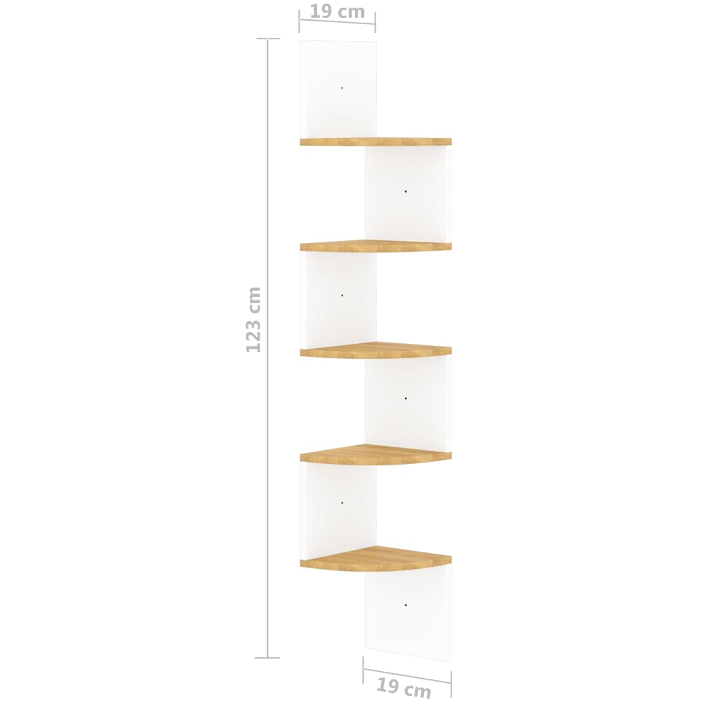 vidaXL Estante de canto p/ parede derivados de madeira branco/sonoma