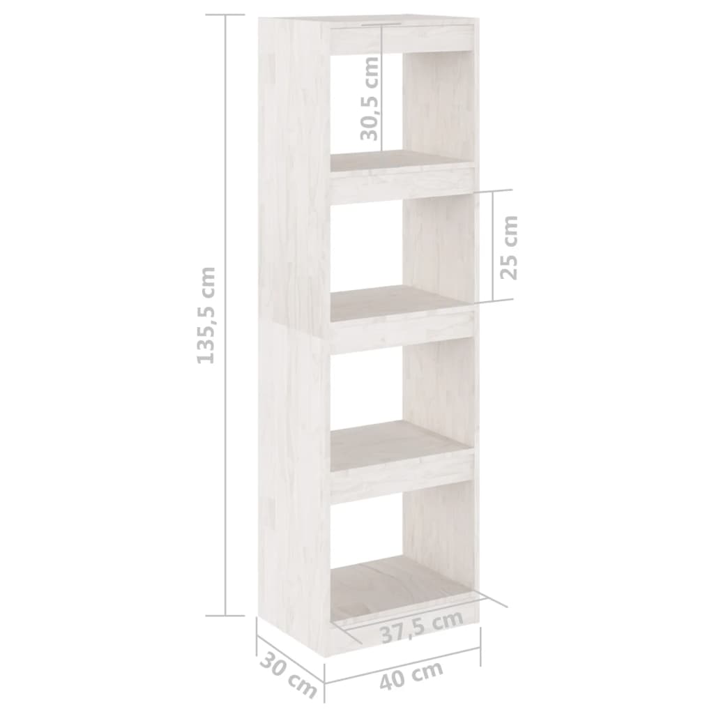 vidaXL Estante/divisória 40x30x135,5 cm madeira de pinho branco