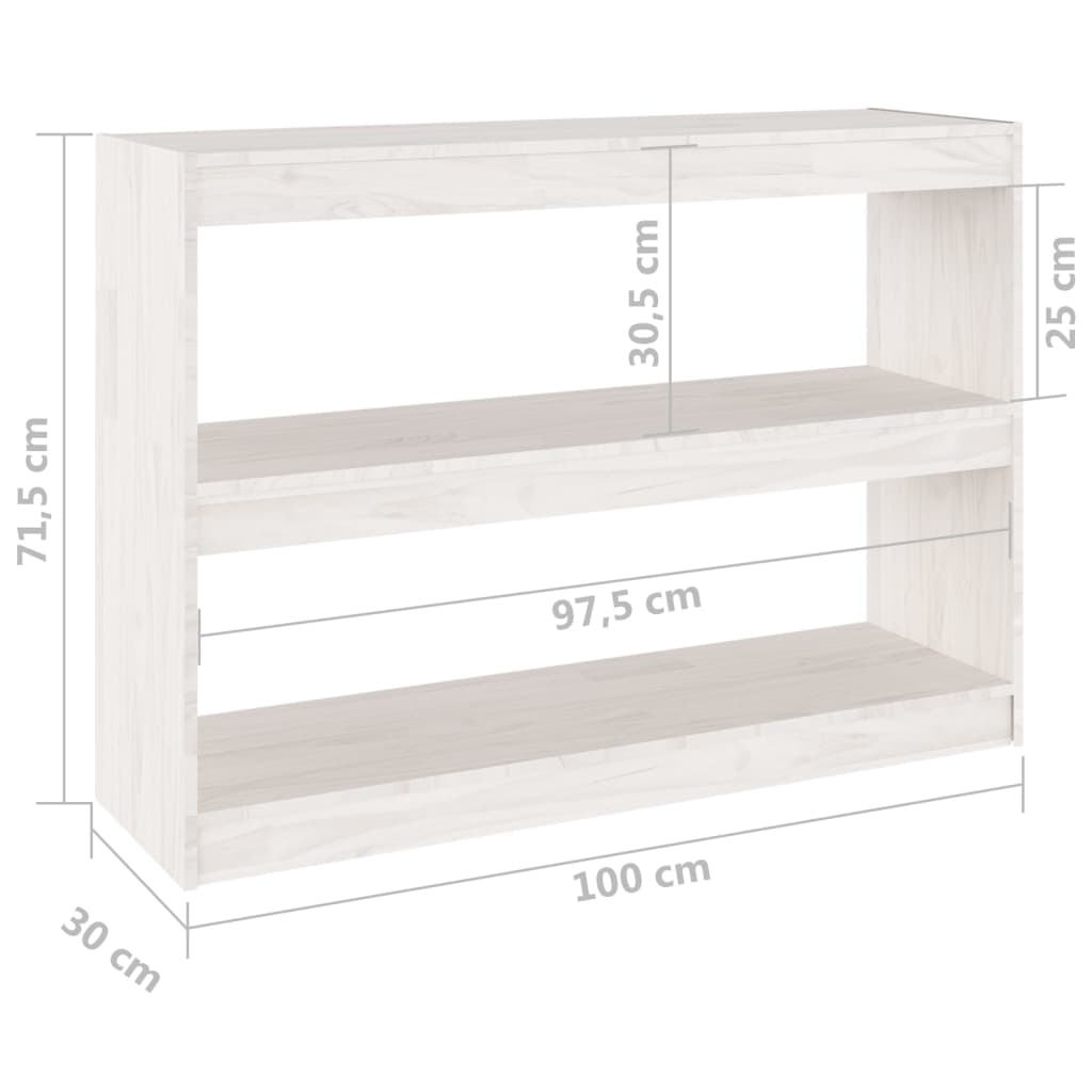 vidaXL Estante/divisória 100x30x71,5 cm madeira de pinho branco