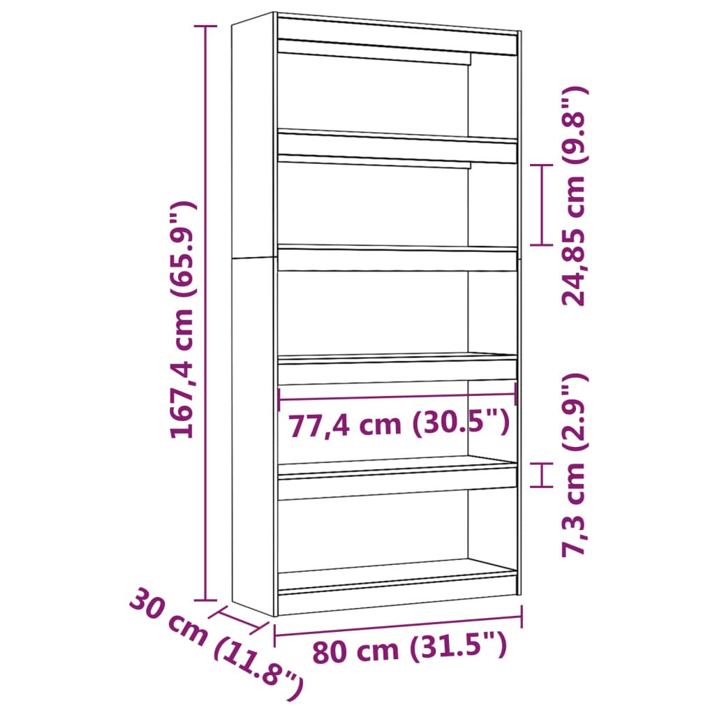 vidaXL Estante/divisória 80x30x167,4 cm pinho maciço preto