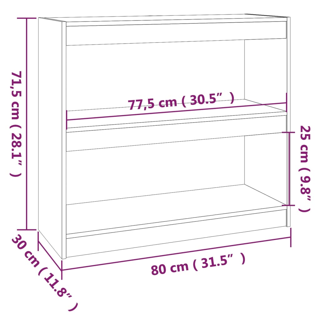 vidaXL Estante/divisória 80x30x71,5 cm pinho maciço castanho mel