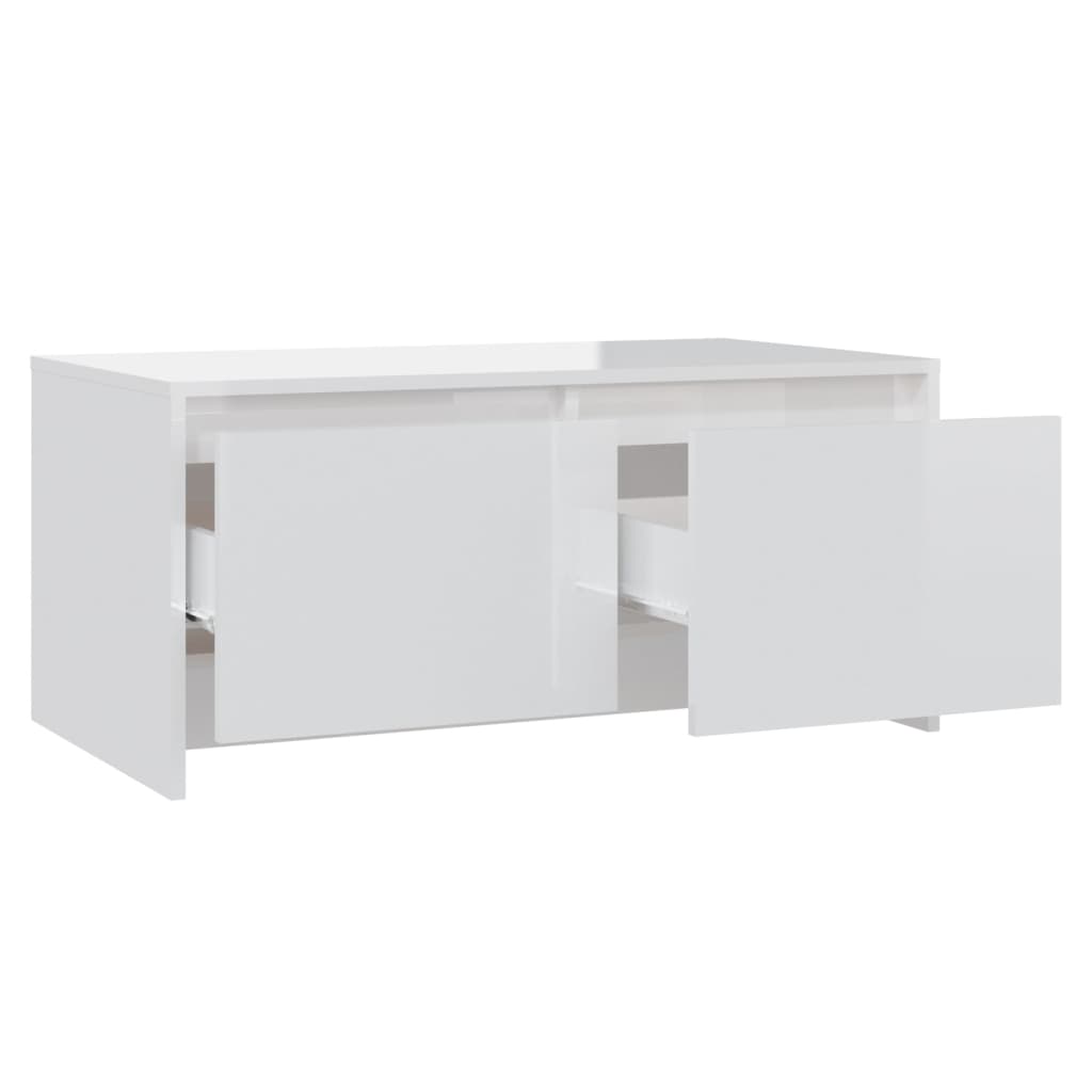 vidaXL Mesa de centro 90x50x41,5 cm aglomerado branco brilhante