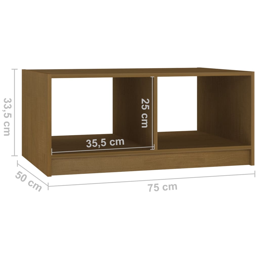 vidaXL Mesa de centro 75x50x33,5 cm pinho maciço castanho mel