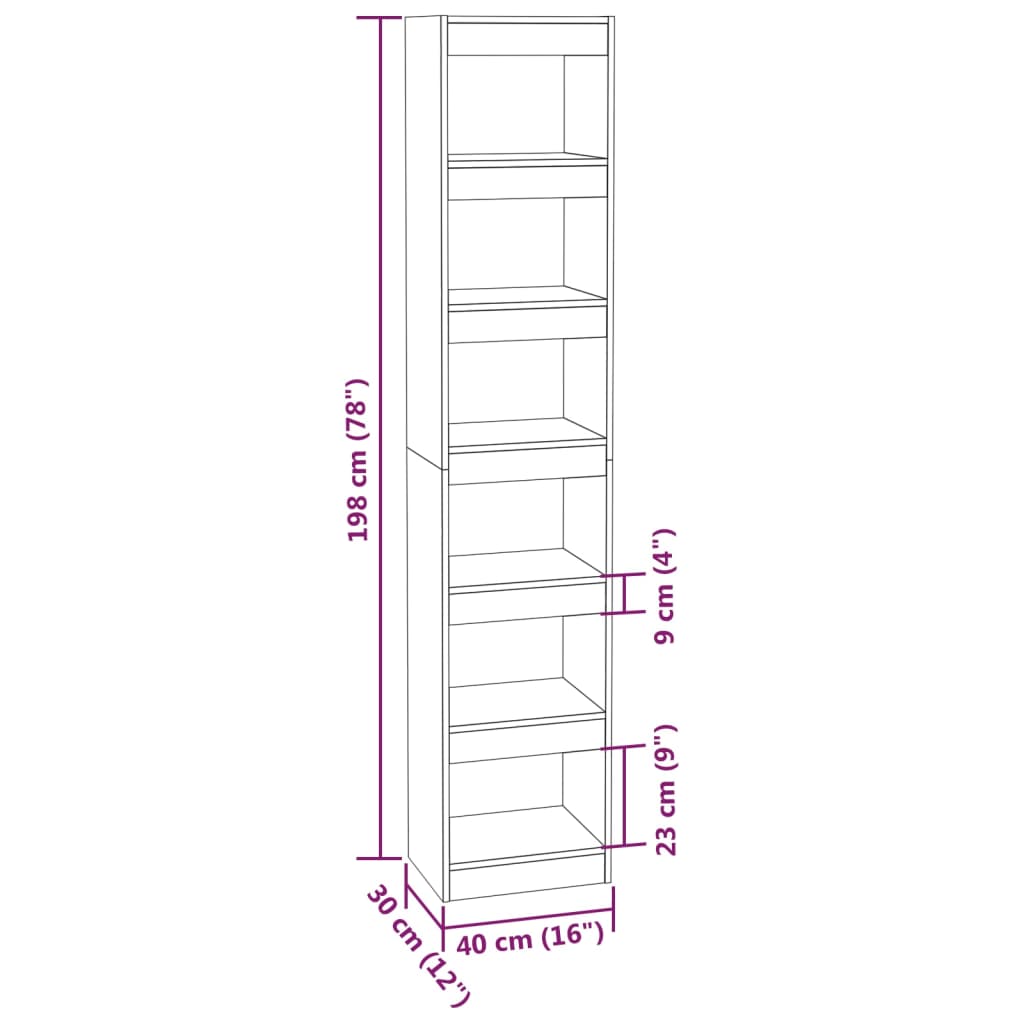 vidaXL Estante/divisória 40x30x198 cm cor cinzento cimento