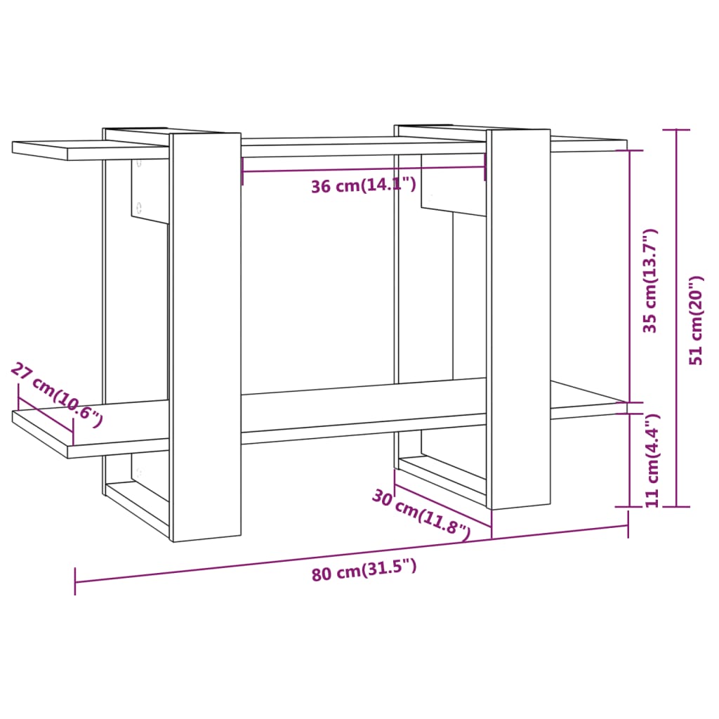 vidaXL Estante/divisória 80x30x51 cm branco brilhante