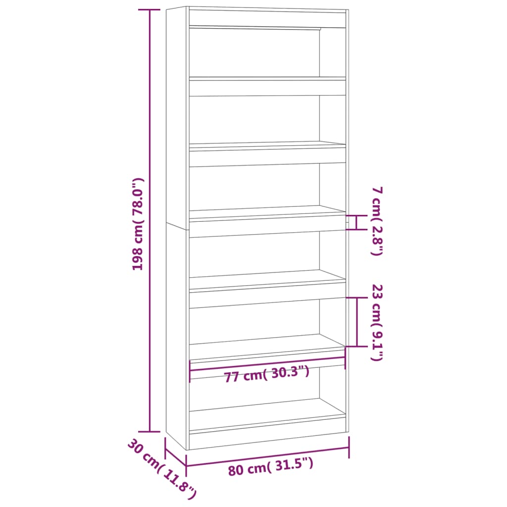 vidaXL Estante/divisória 80x30x198 cm contraplacado cinzento cimento