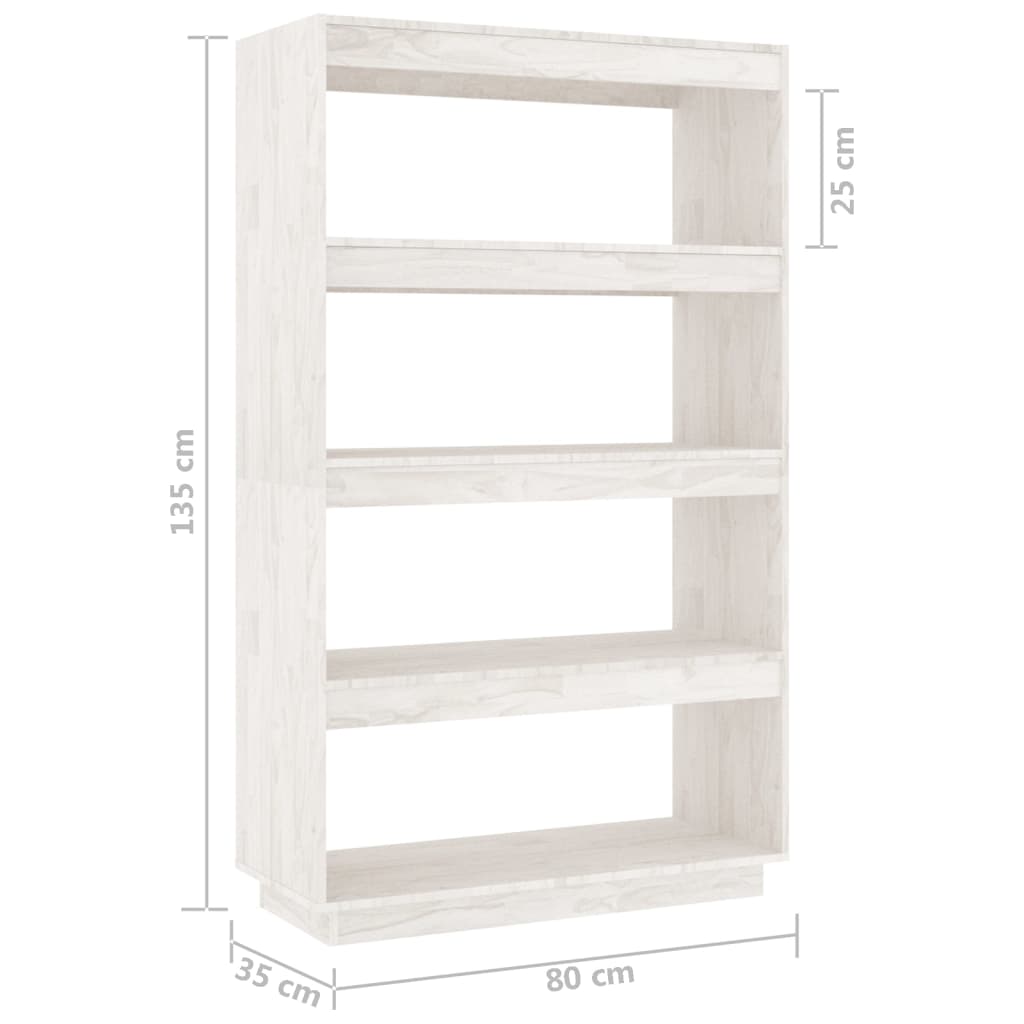 vidaXL Estante/divisória 80x35x135 cm madeira de pinho maciça branco