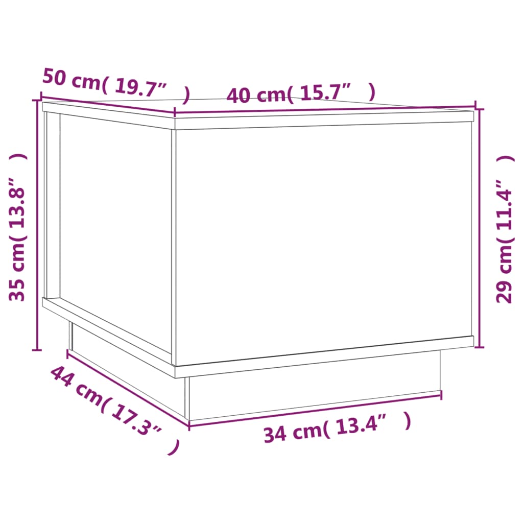 vidaXL Mesa de centro 40x50x35 cm madeira de pinho maciça branco