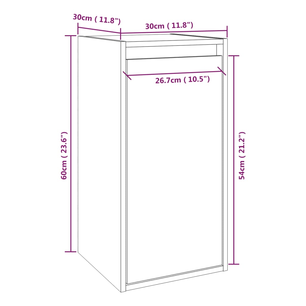 vidaXL Armário de parede 30x30x60 cm madeira de pinho maciça branco