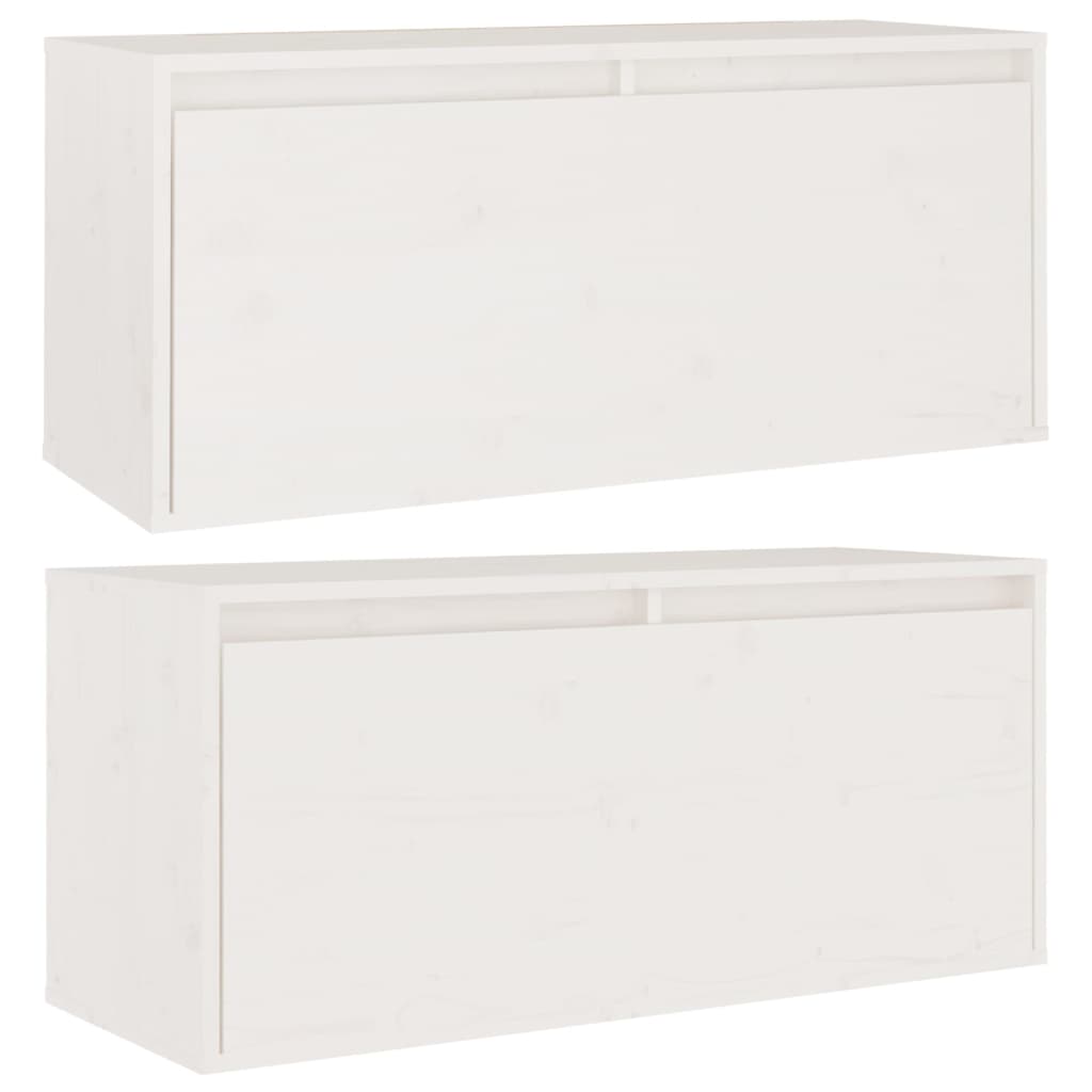 vidaXL Armários de parede 2 pcs 80x30x35 cm pinho maciço branco