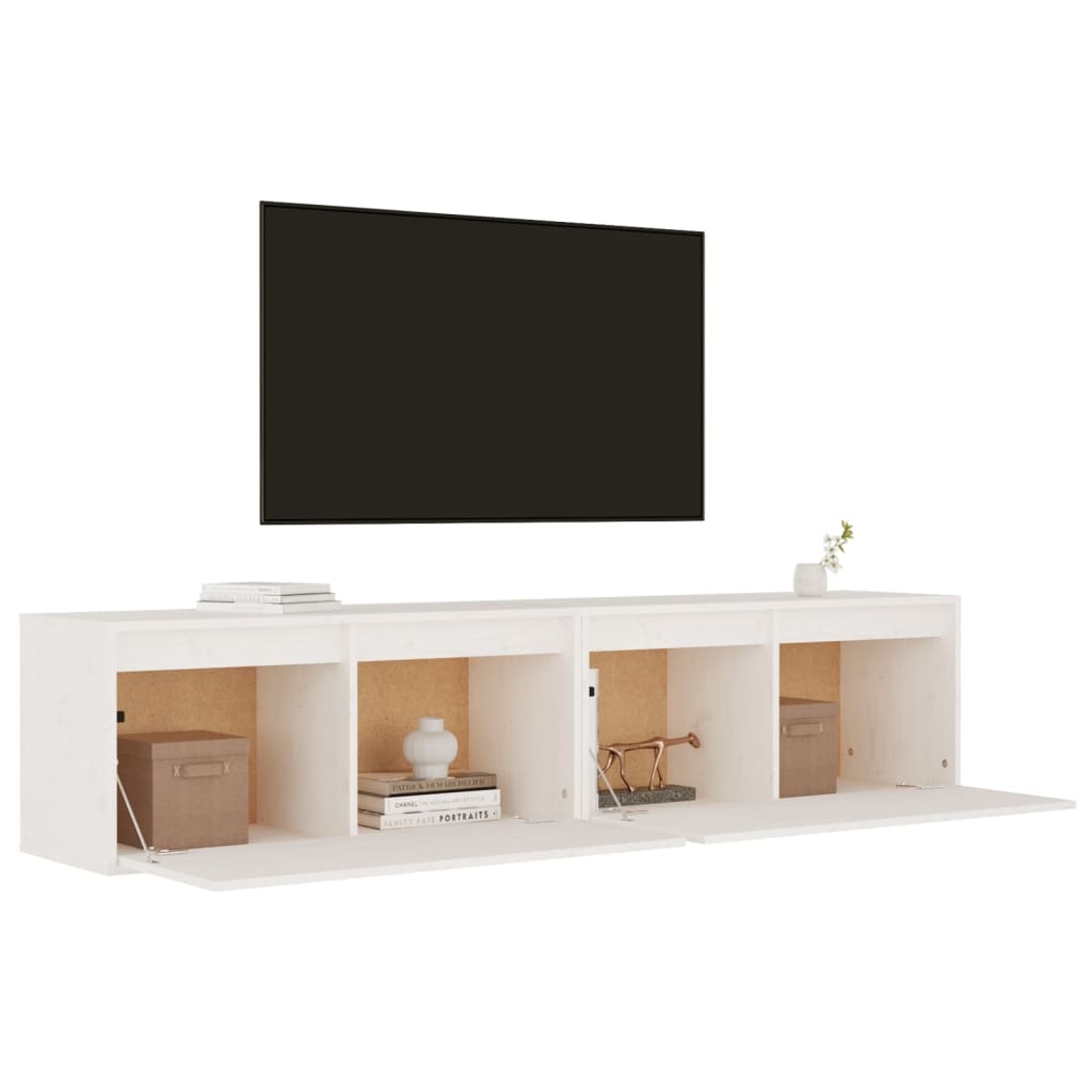 vidaXL Armários de parede 2 pcs 80x30x35 cm pinho maciço branco