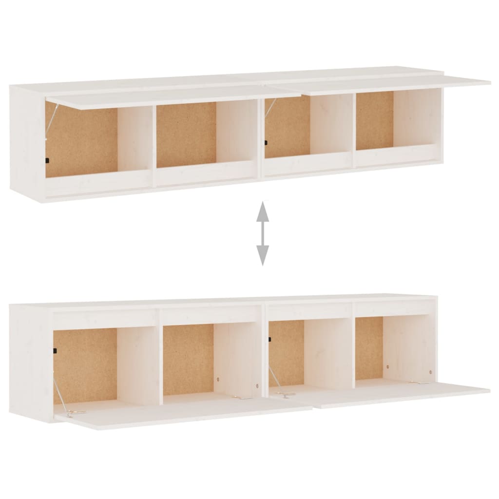 vidaXL Armários de parede 2 pcs 80x30x35 cm pinho maciço branco