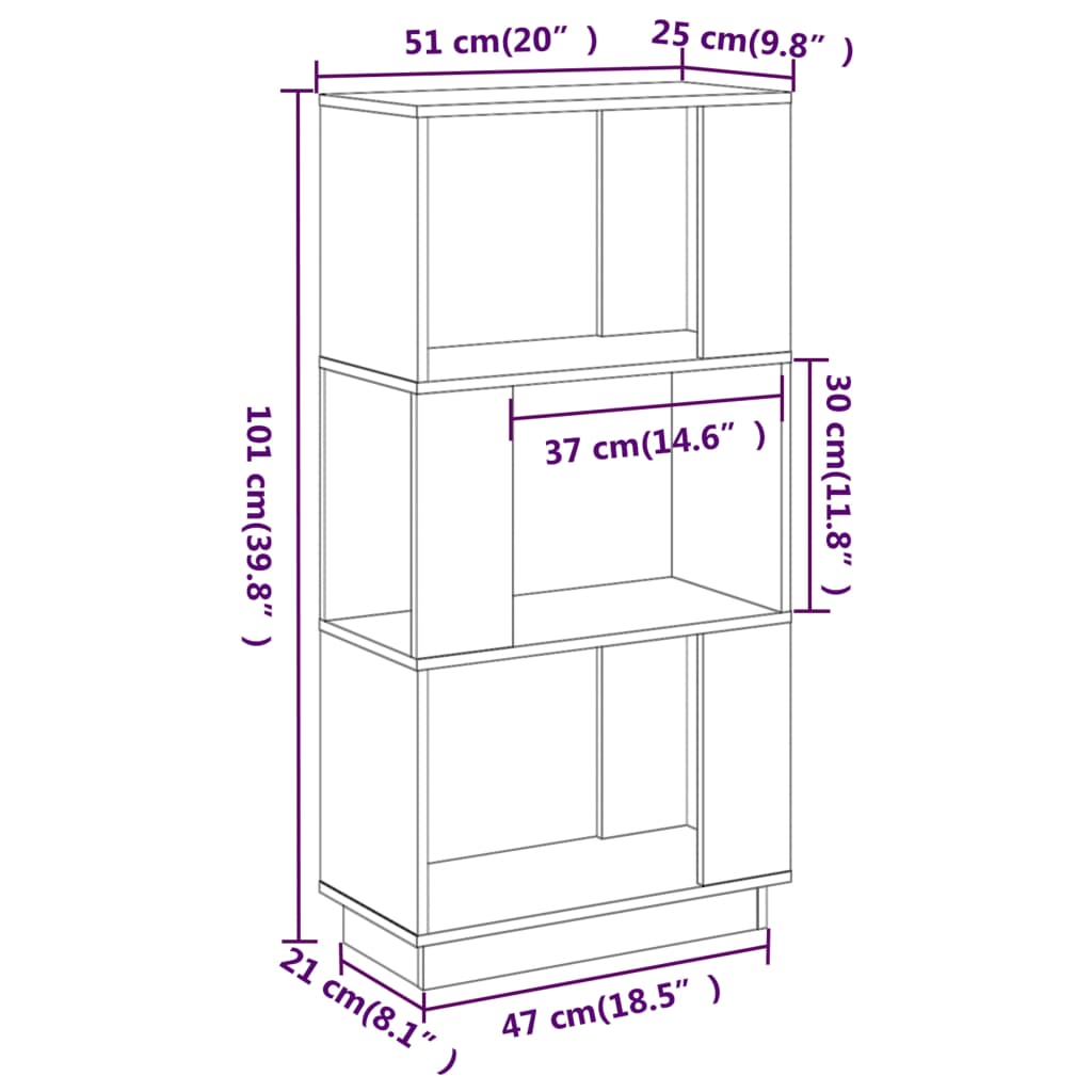 vidaXL Estante/divisória 51x25x101 cm pinho maciço cinza