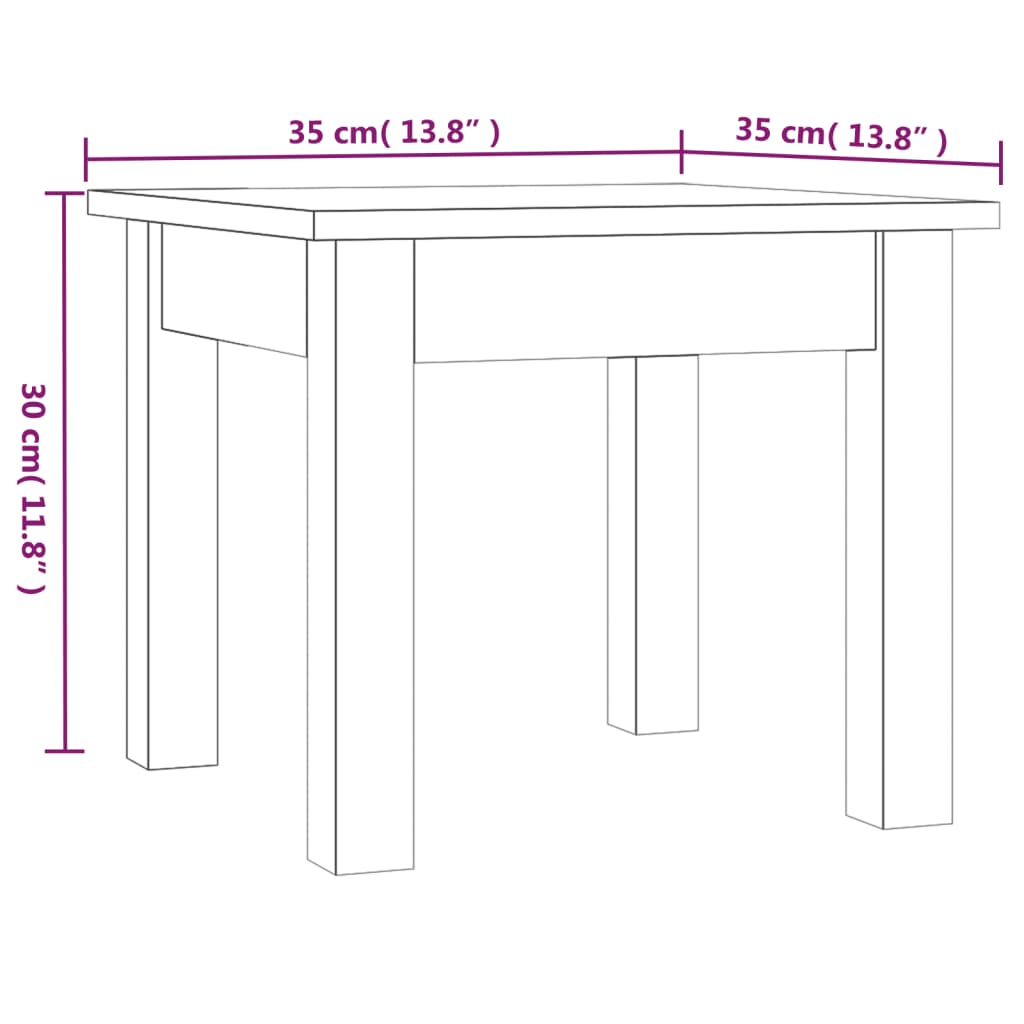 vidaXL Mesa de centro 35x35x30 cm madeira de pinho maciça cinzento