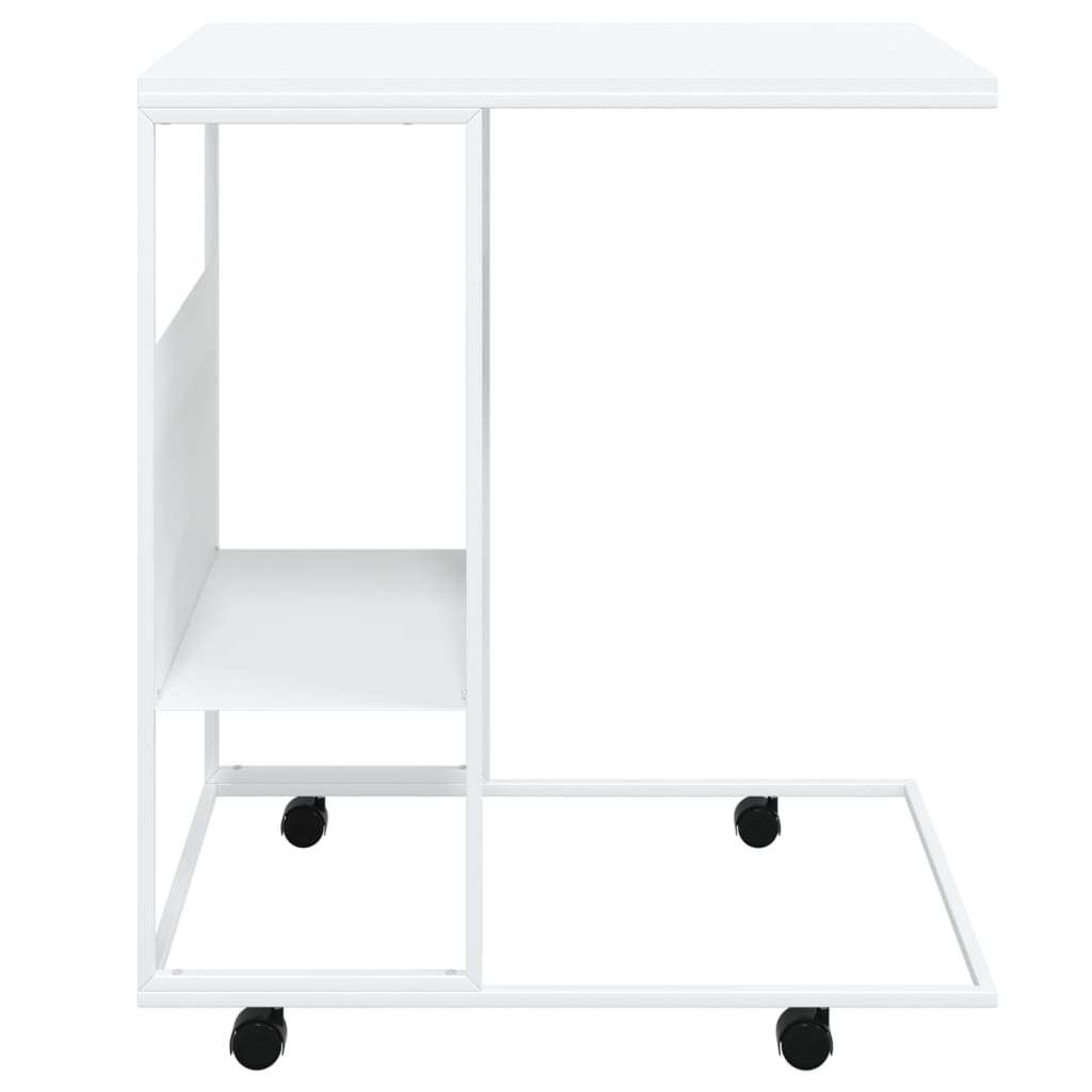 vidaXL Mesa de apoio c/ rodas 55x36x63,5cm derivados de madeira branco