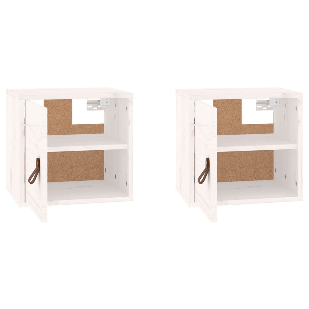 vidaXL Armários de parede 2 pcs 31,5x30x30 cm pinho maciço branco