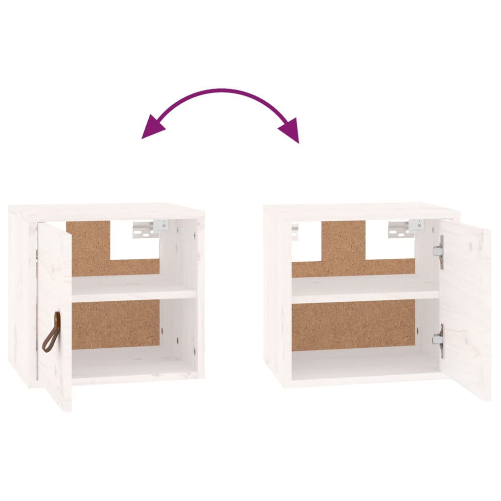 vidaXL Armários de parede 2 pcs 31,5x30x30 cm pinho maciço branco