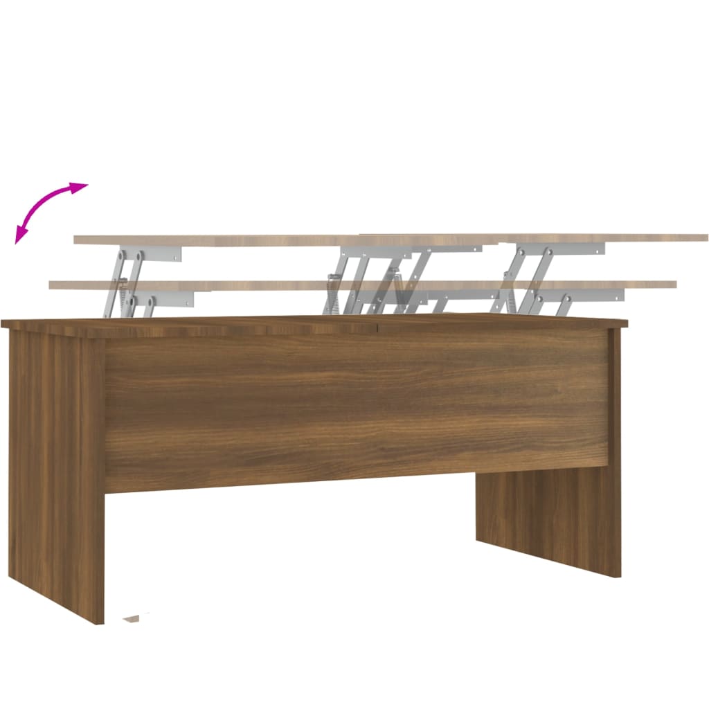 vidaXL Mesa centro 102x50,5x46,5 madeira processada carvalho castanho