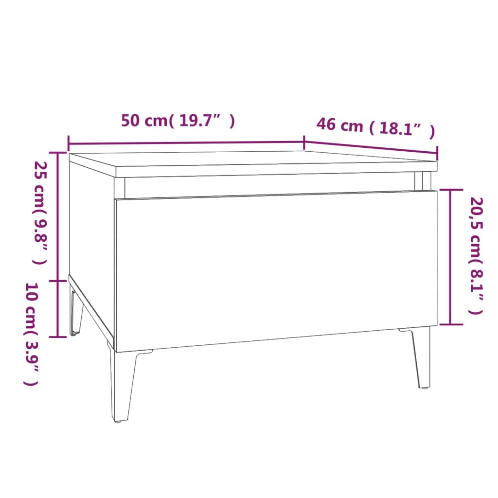 vidaXL Mesas de apoio 2 pcs 50x46x35cm deriv. madeira branco brilhante