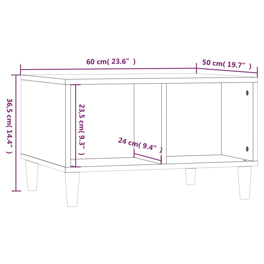 vidaXL Mesa de centro 60x50x36,5 cm derivados de madeira branco