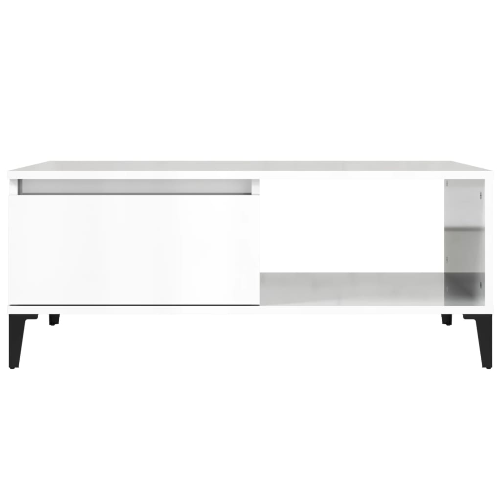 vidaXL Mesa de centro 90x50x36,5 cm derivados madeira branco brilhante