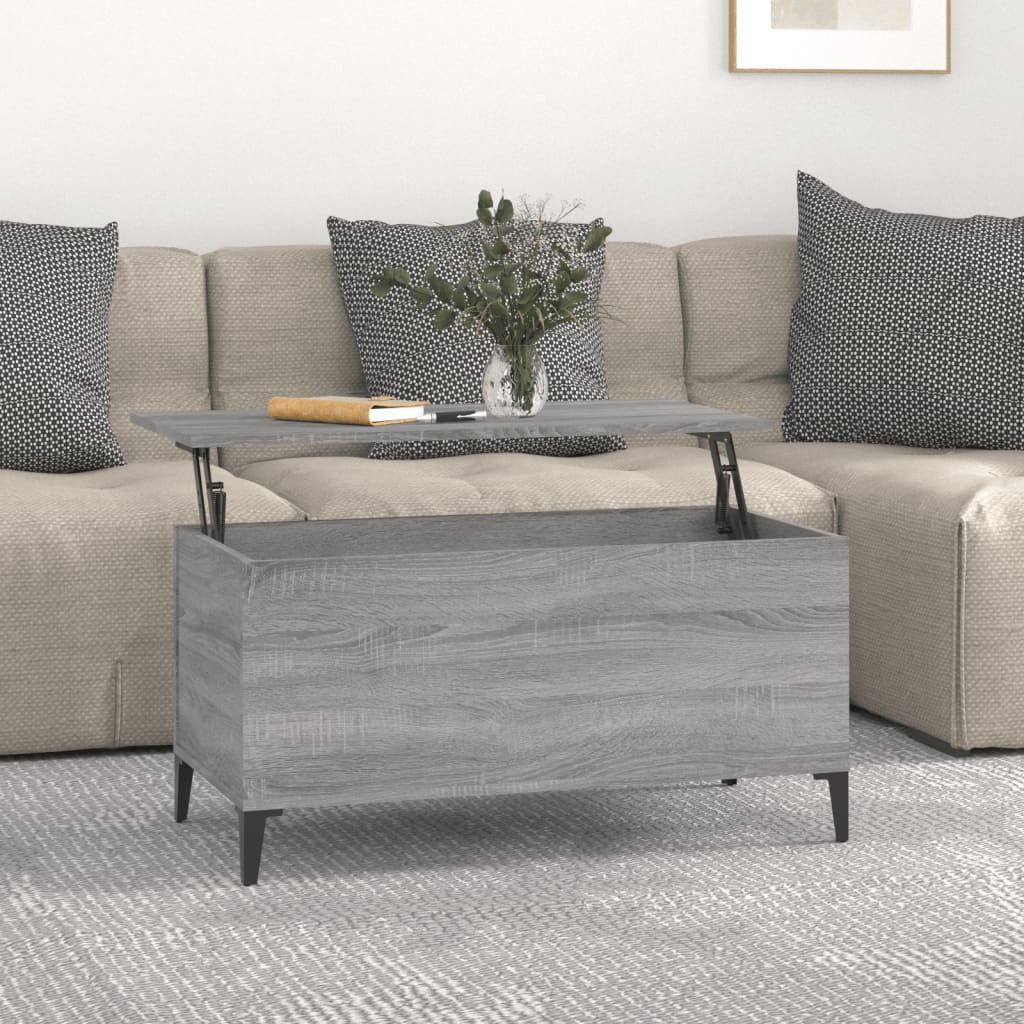 vidaXL Mesa de centro 90x44,5x45 cm derivados de madeira cinza sonoma