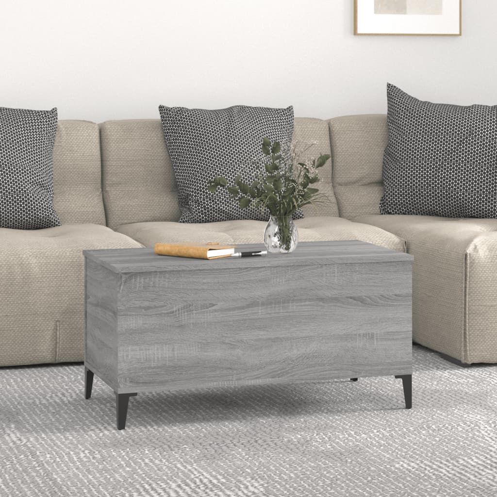 vidaXL Mesa de centro 90x44,5x45 cm derivados de madeira cinza sonoma