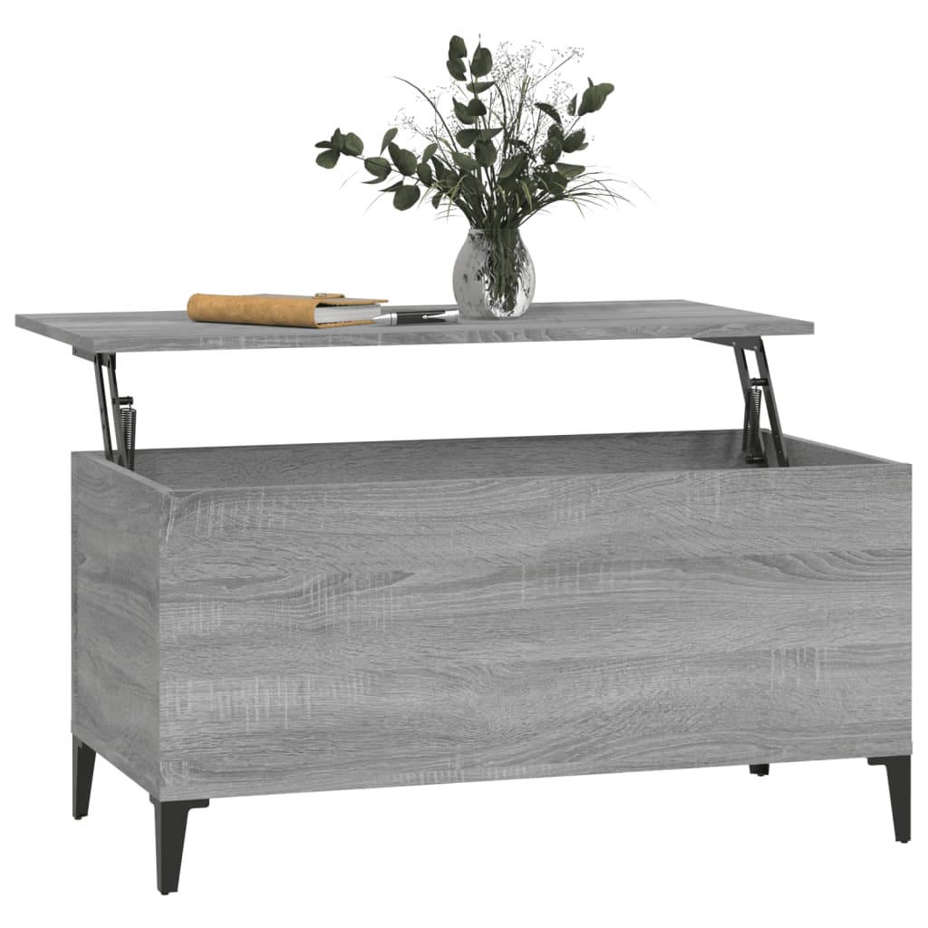 vidaXL Mesa de centro 90x44,5x45 cm derivados de madeira cinza sonoma