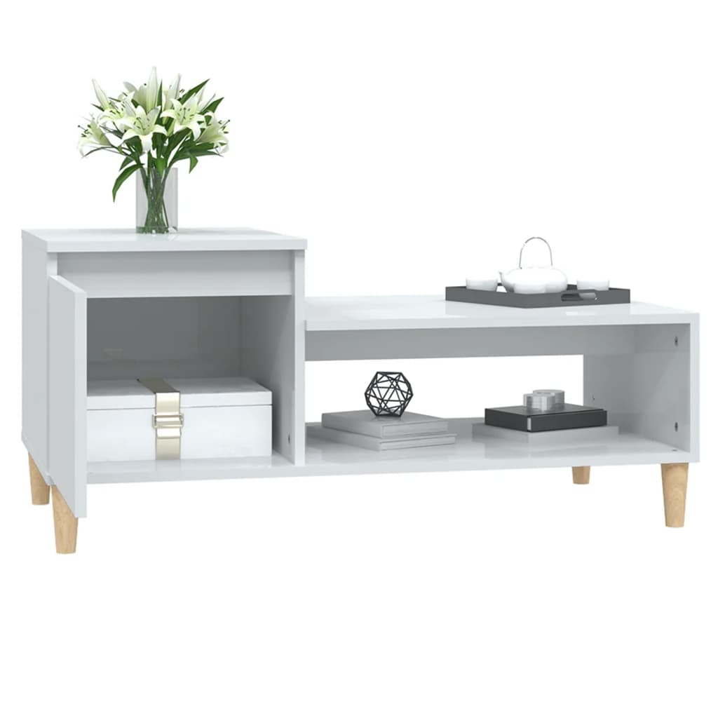 vidaXL Mesa de centro 100x50x45 cm derivados madeira branco brilhante