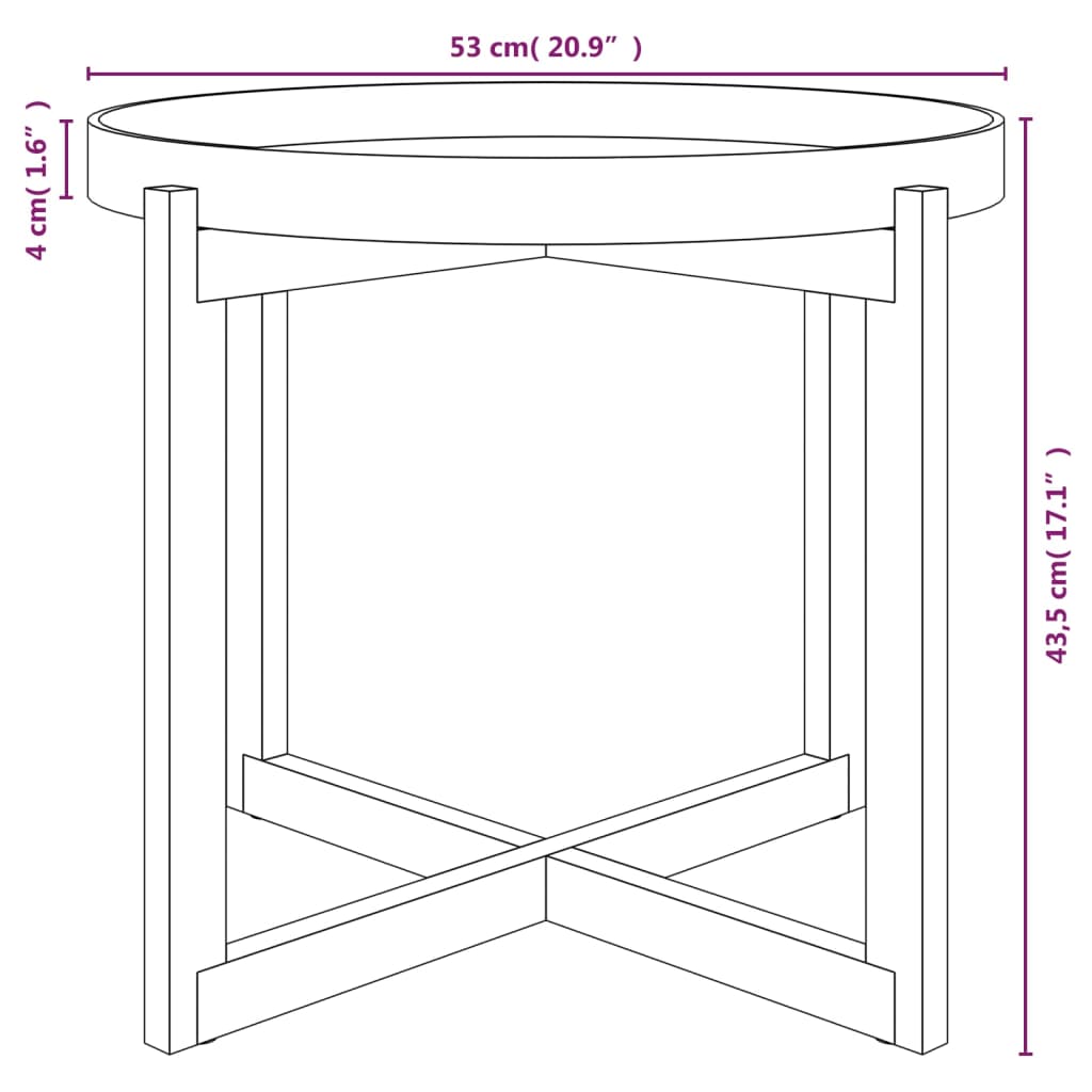 vidaXL Mesa de centro 53x53x43,5 cm deriv. madeira/pinho maciço cinza