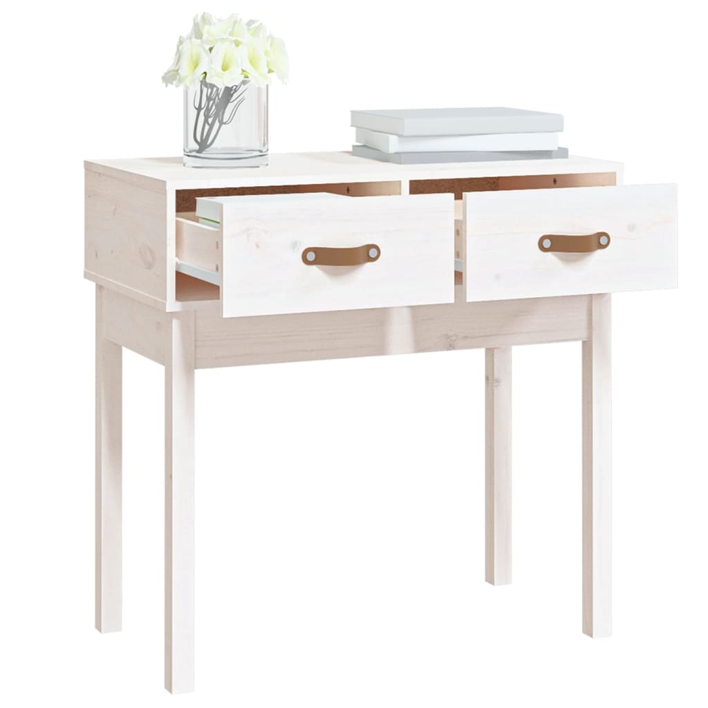 vidaXL Mesa consola 76,5x40x75 cm pinho maciço branco