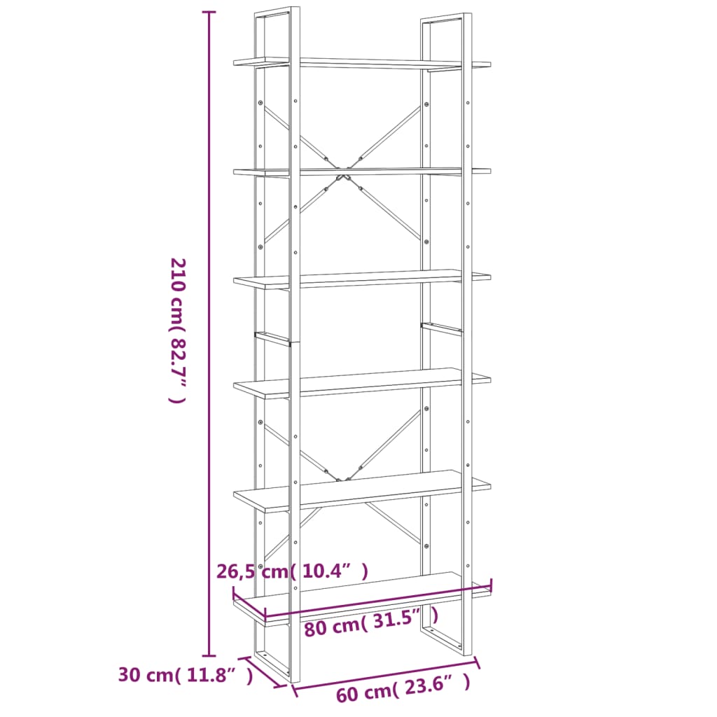 vidaXL Móvel alto 80x30x210 cm derivados de madeira cinzento sonoma