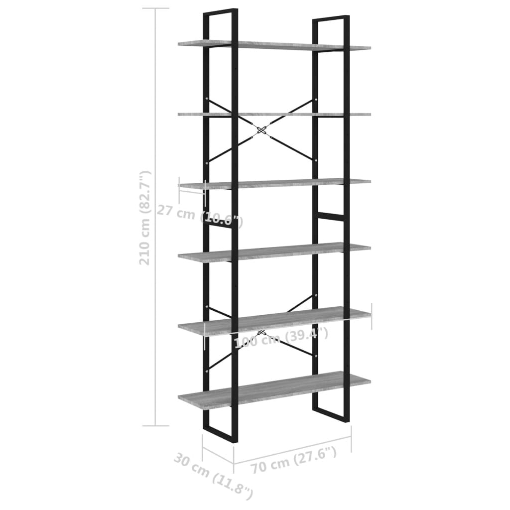 vidaXL Móvel alto 100x30x210 cm derivados de madeira cinzento sonoma