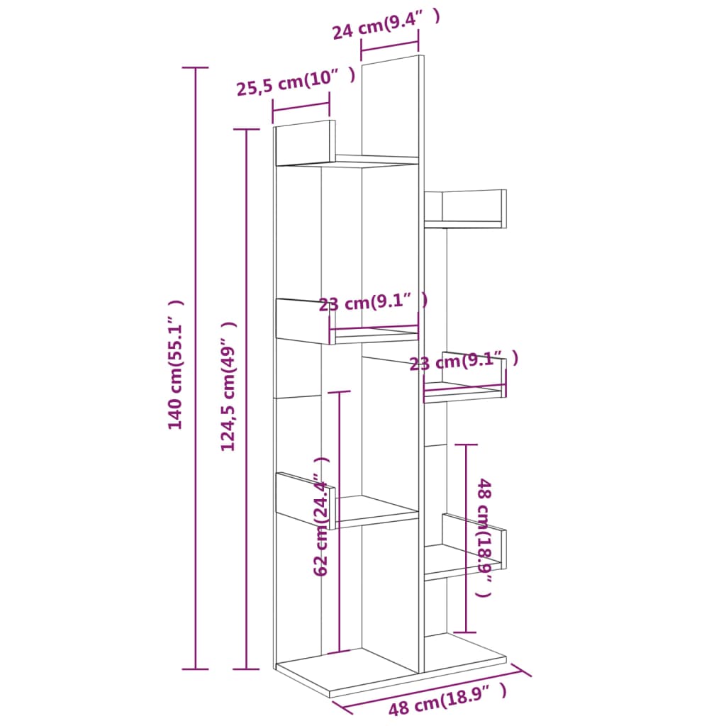 vidaXL Estante 48x25,5x140 cm derivados de madeira cinzento sonoma