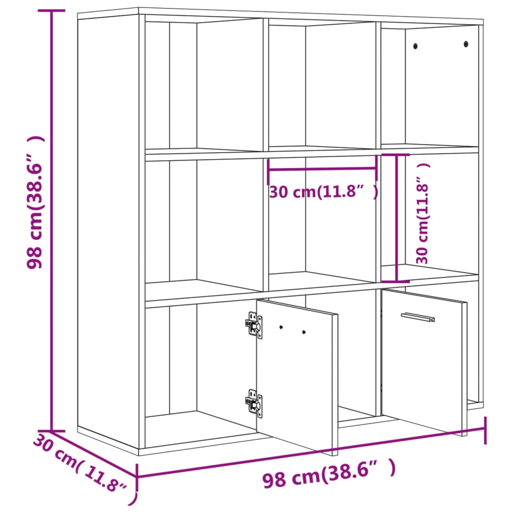 vidaXL Estante 98x30x98 cm cor carvalho fumado