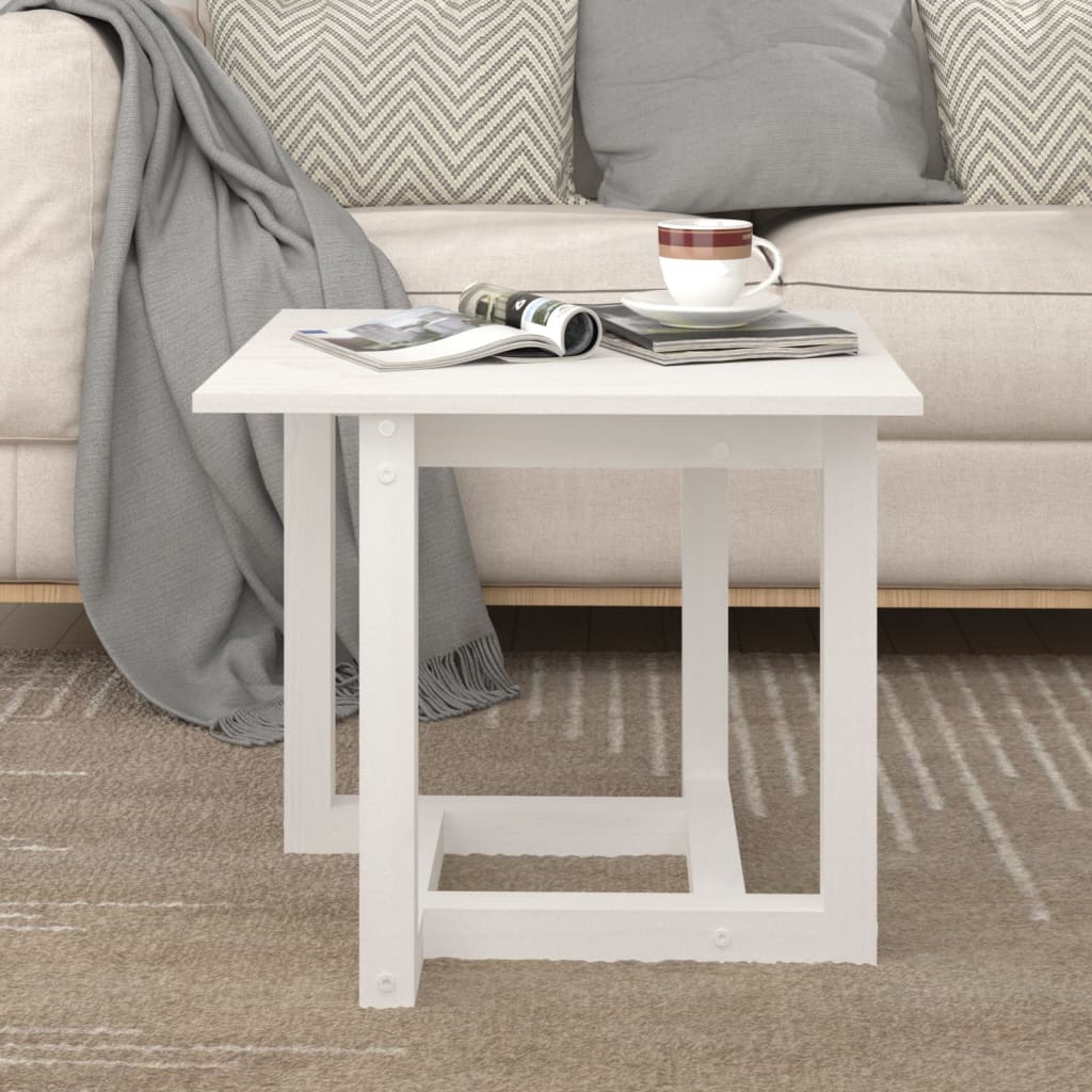 vidaXL Mesa de centro 50x50x45 cm pinho maciço branco