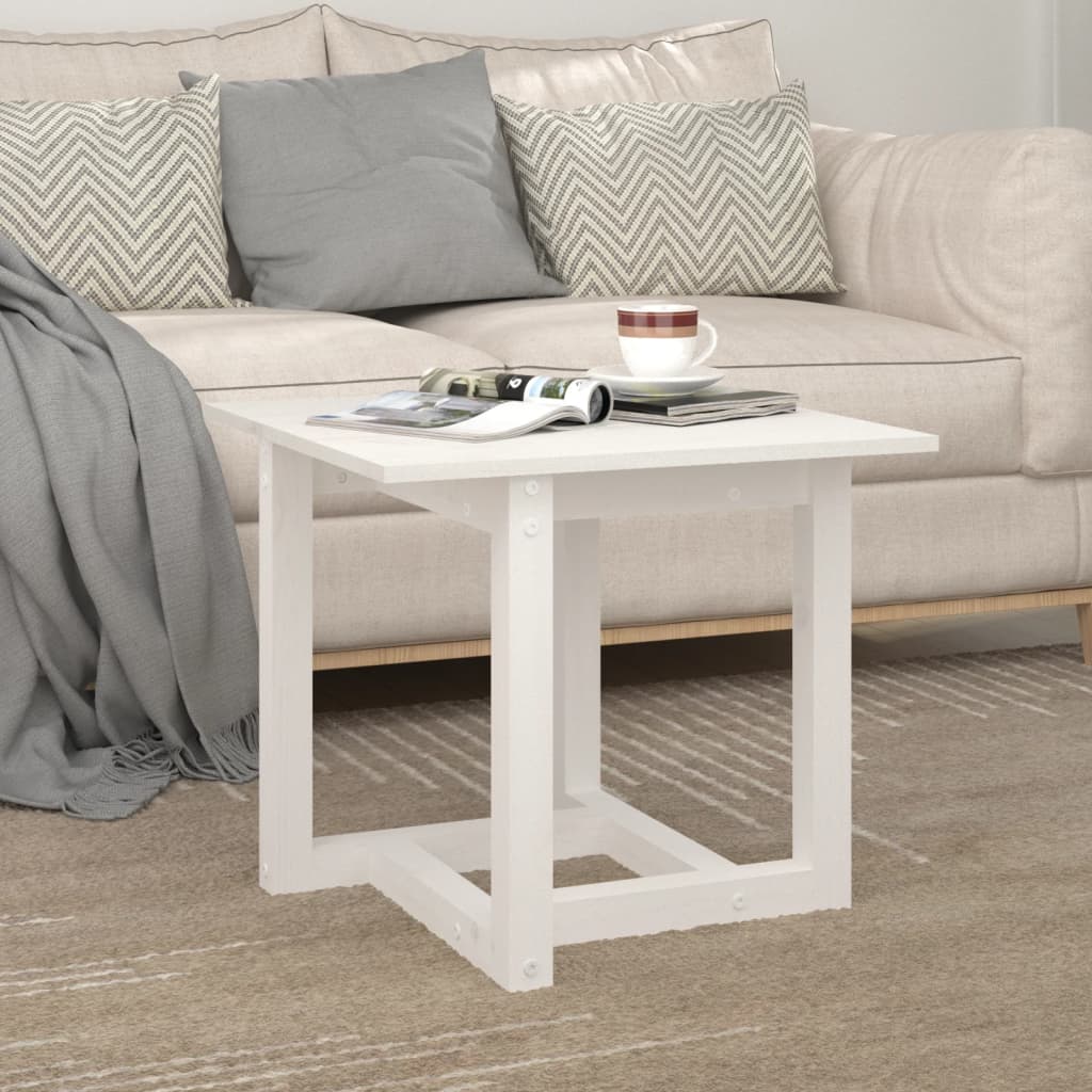 vidaXL Mesa de centro 50x50x45 cm pinho maciço branco