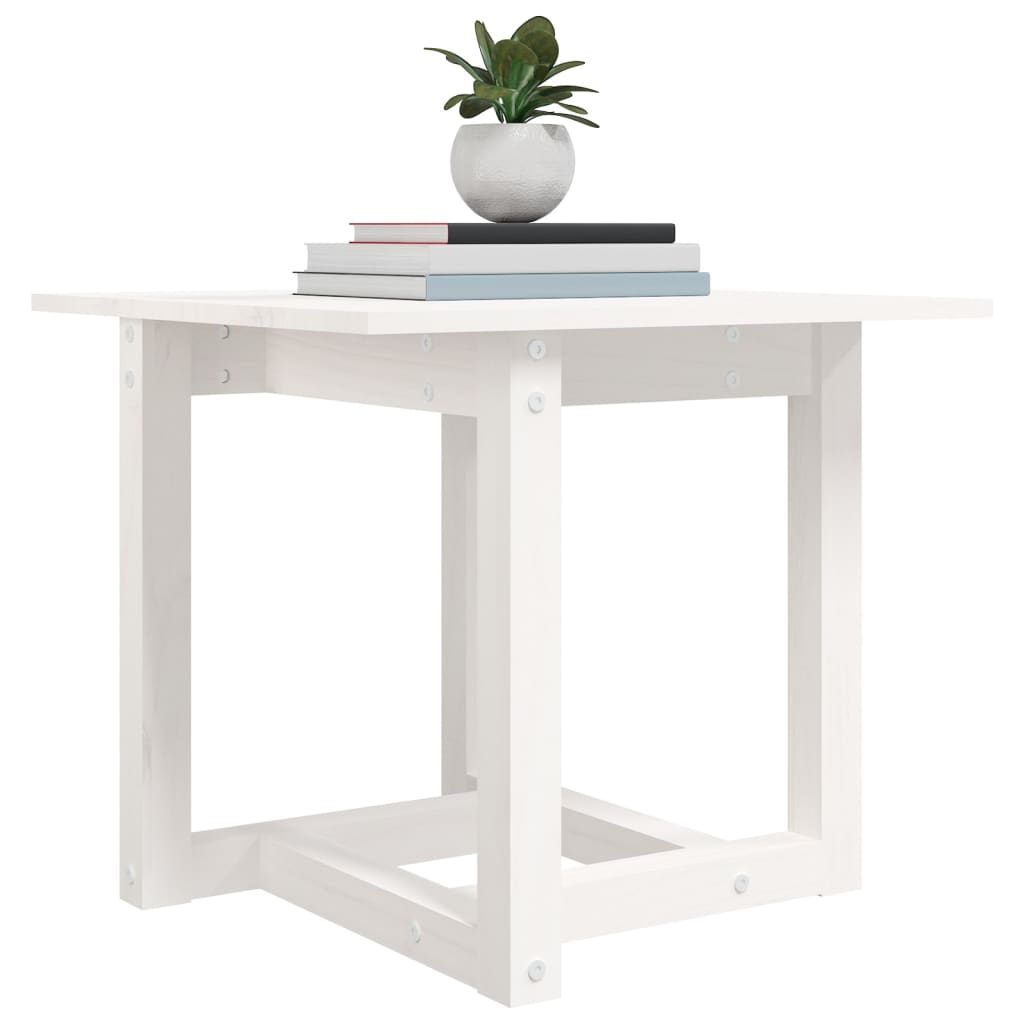 vidaXL Mesa de centro 50x50x45 cm pinho maciço branco