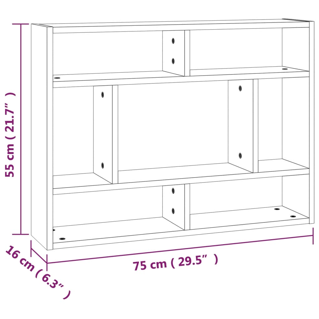 vidaXL Prateleira parede 75x16x55 cm madeira carvalho castanho