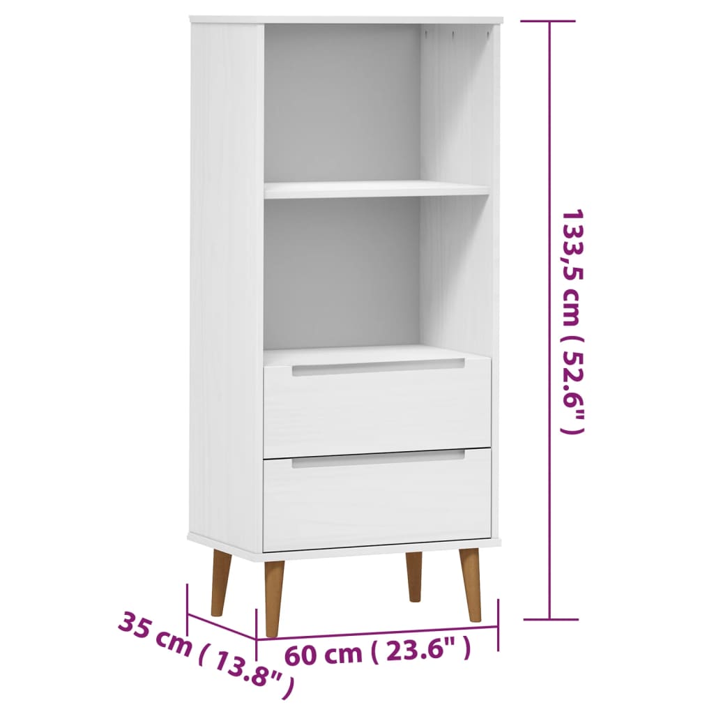 vidaXL Estante MOLDE 60x35x133,5 cm pinho maciço branco