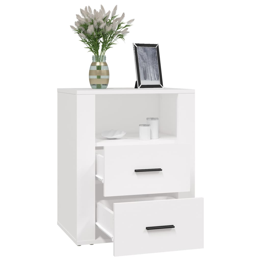 vidaXL Mesa de cabeceira 50x36x60 cm derivados de madeira branco