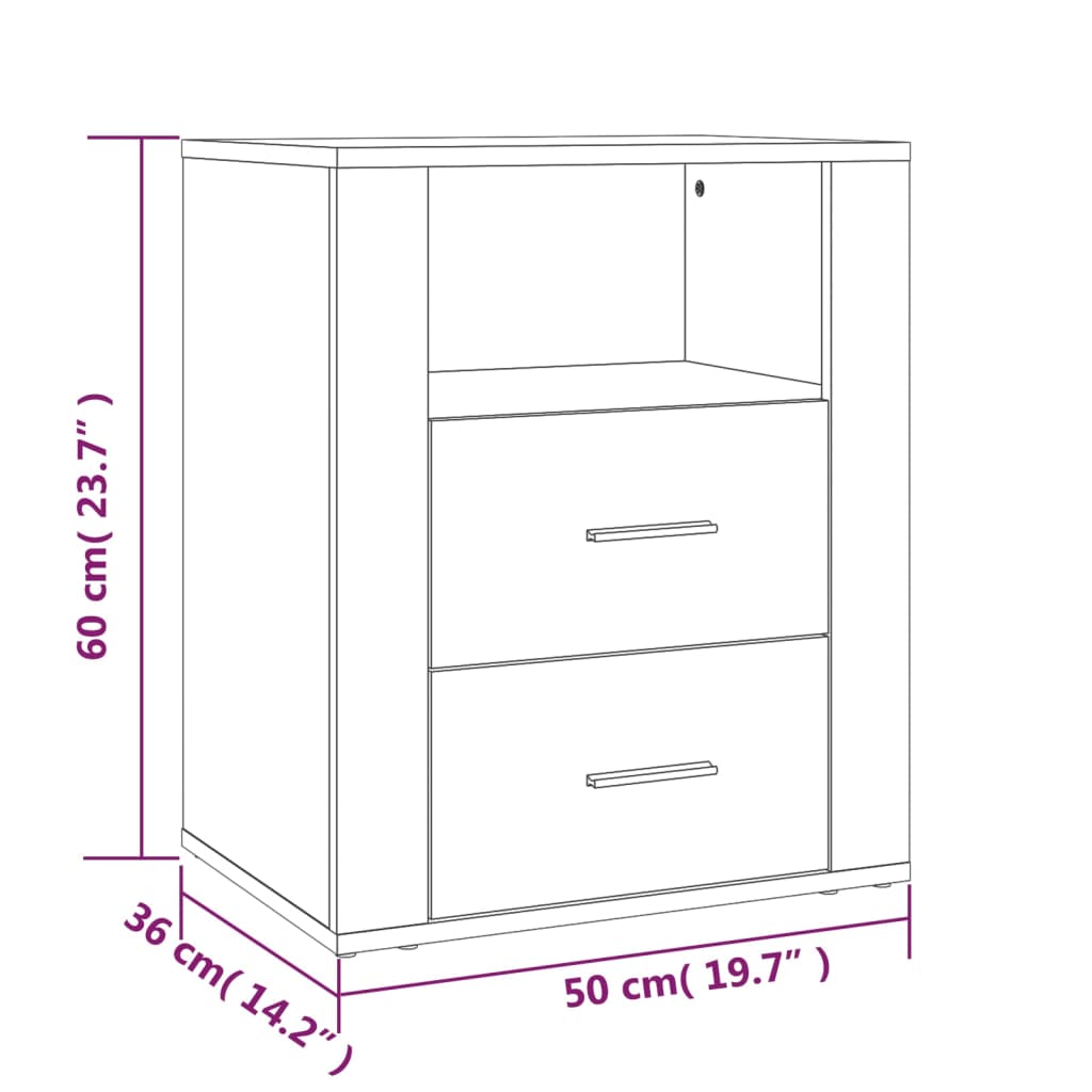 vidaXL Mesa de cabeceira 50x36x60 cm derivados de madeira branco