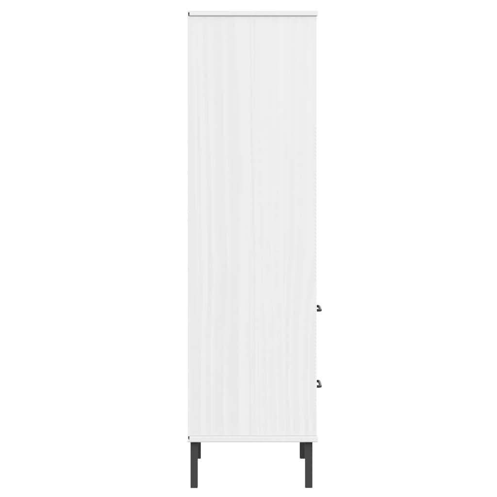 vidaXL Estante c/ 2 gavetas 60x35x128,5 cm madeira maciça OSLO branco