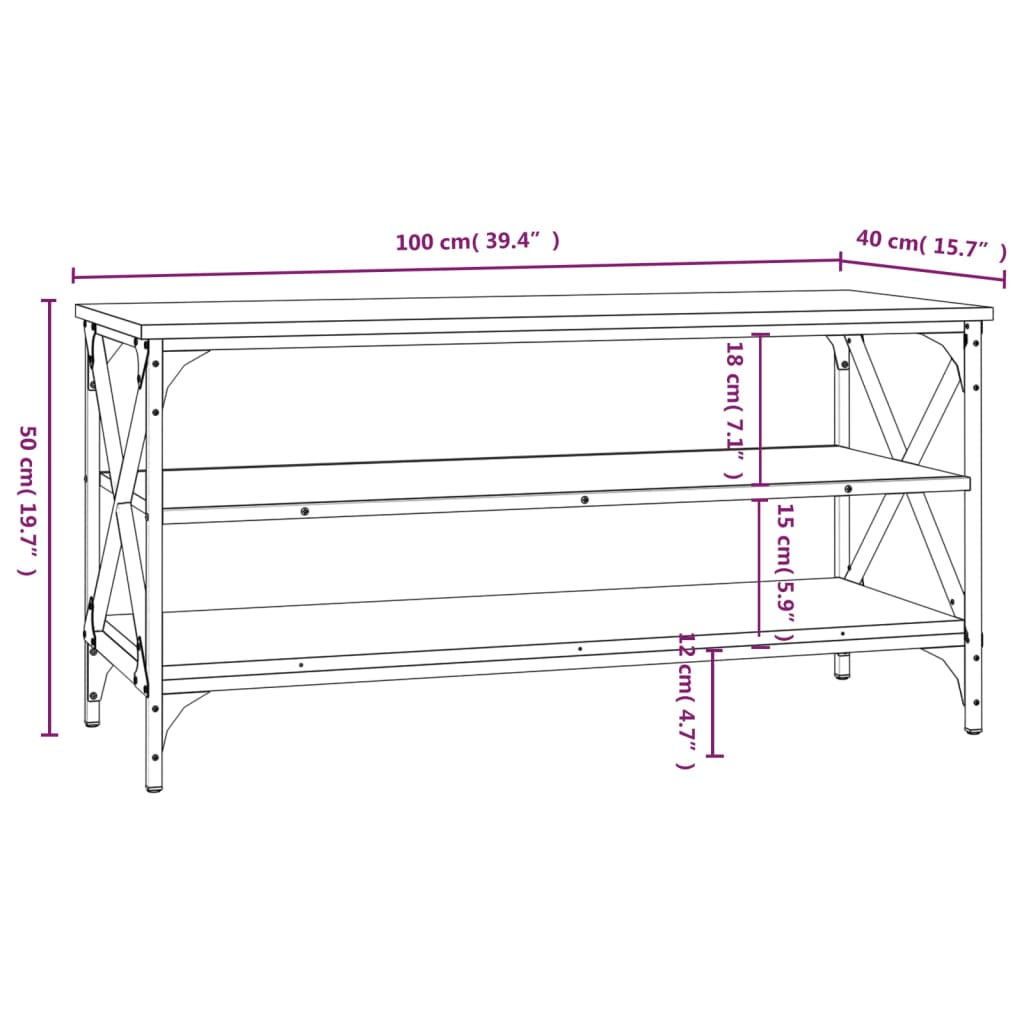 vidaXL Móvel de TV 100x40x50 cm derivados de madeira cinzento sonoma