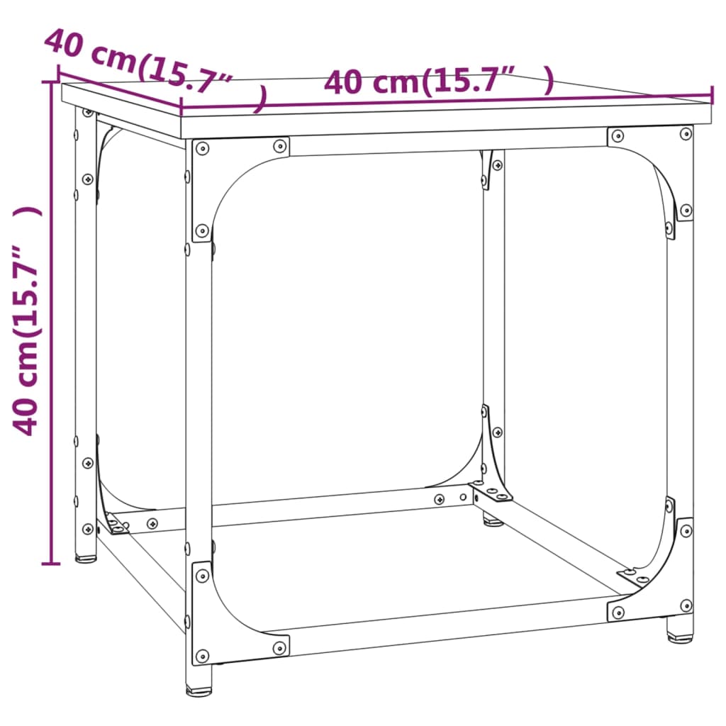 vidaXL Mesa de apoio 40x40x40 cm derivados madeira cinzento sonoma