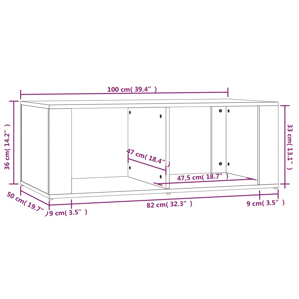 vidaXL Mesa de centro 100x50x36 cm derivados madeira branco brilhante