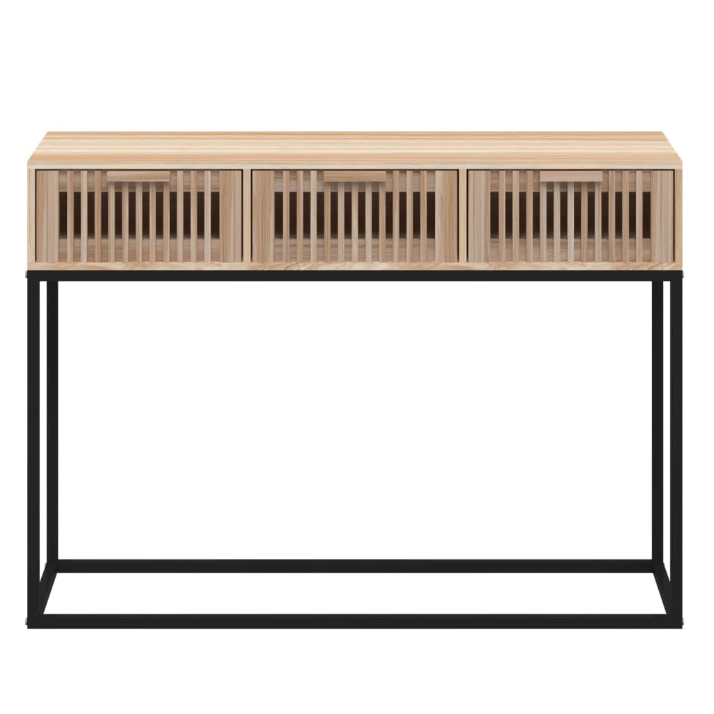 vidaXL Mesa consola 105x30x75 cm derivados de madeira e ferro