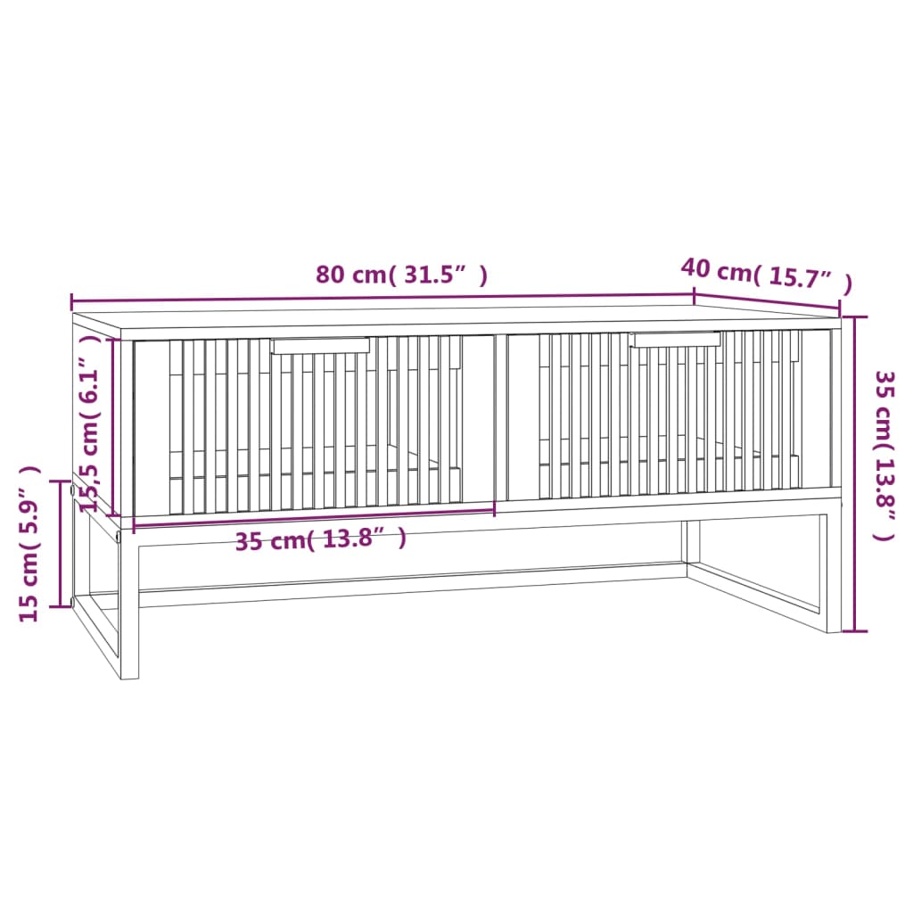 vidaXL Mesa de centro 80x40x35 cm derivados de madeira/ferro preto