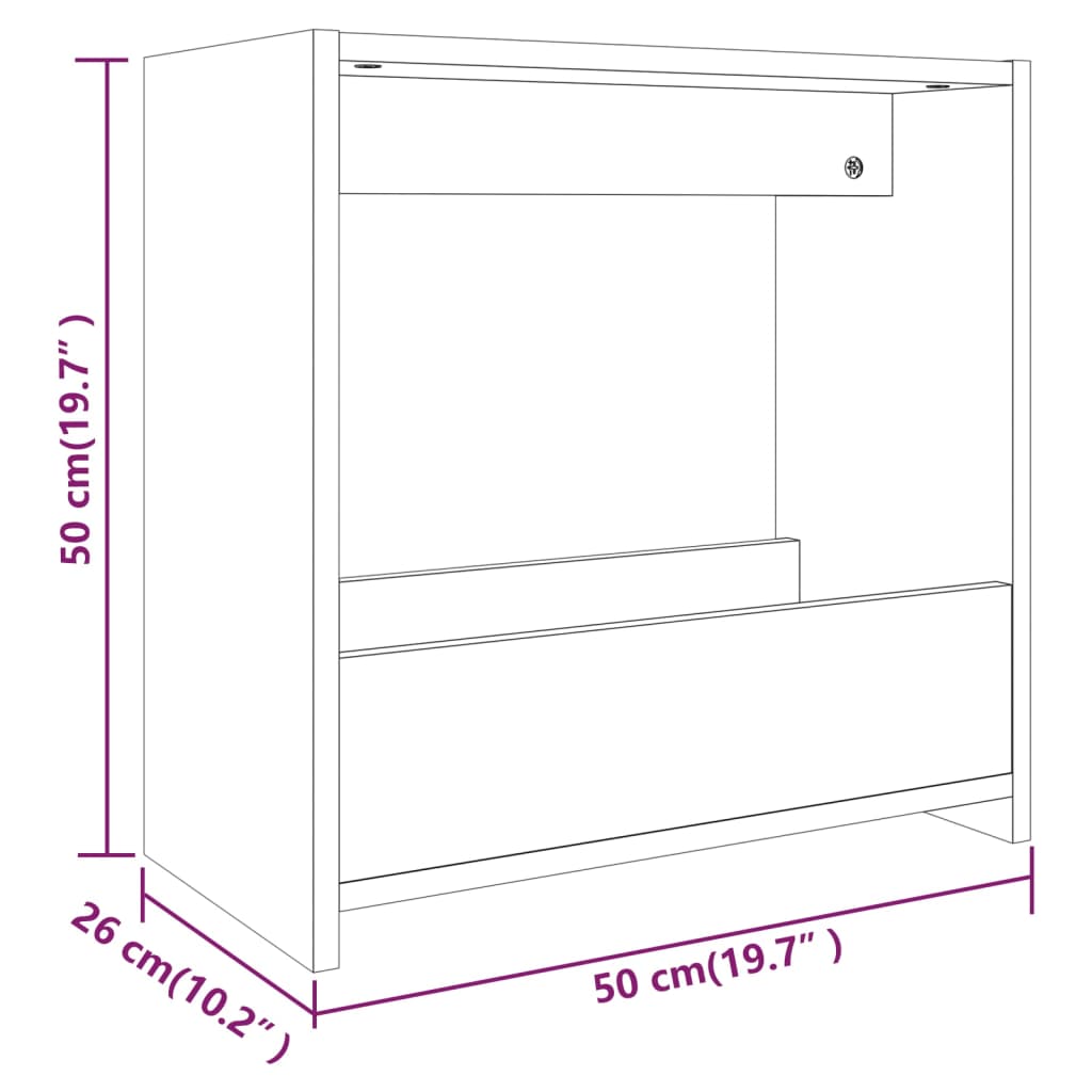 vidaXL Mesa de apoio 50x26x50 cm derivados de madeira cinzento sonoma