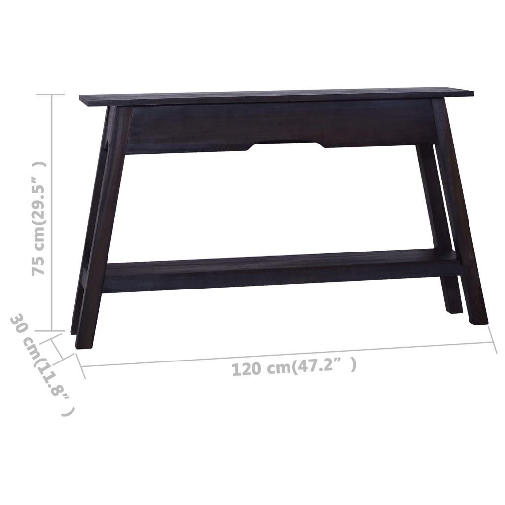 vidaXL Mesa consola 120x30x75 cm madeira de mogno maciça preto